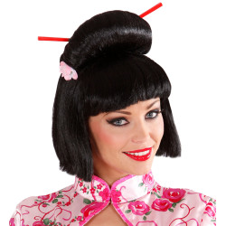 Paruka Gejša s květinou a tyčkami